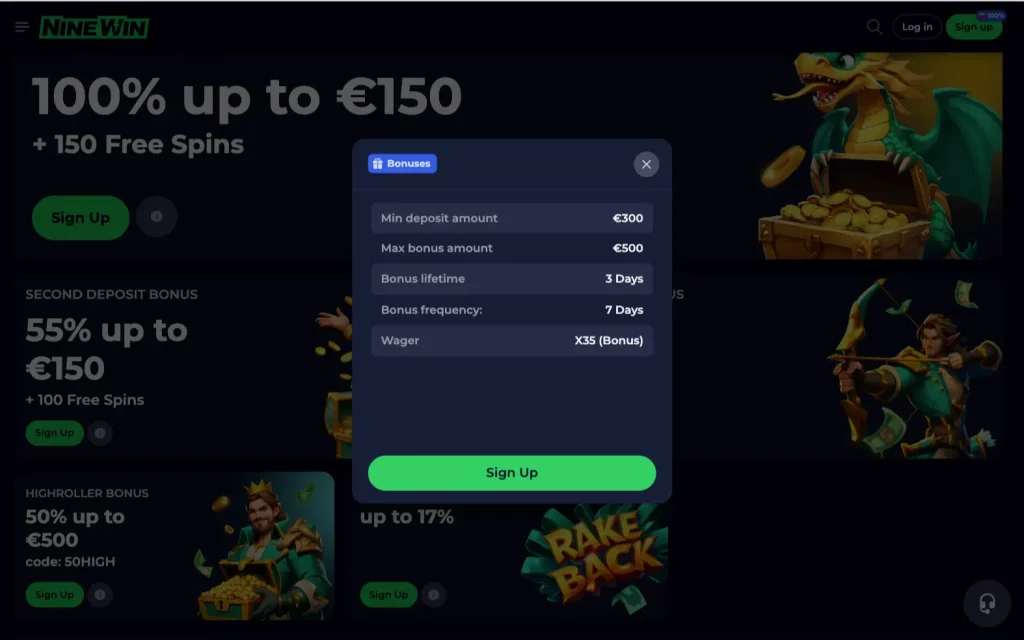 Ninewin Promo Code for HighRollers