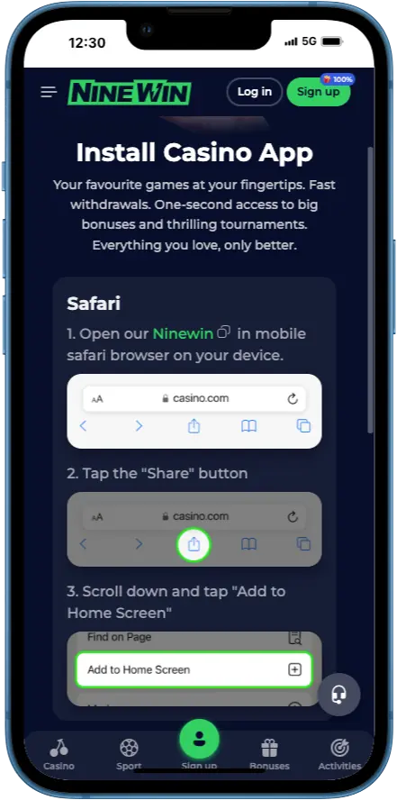 Nine win app download on ios device instruction